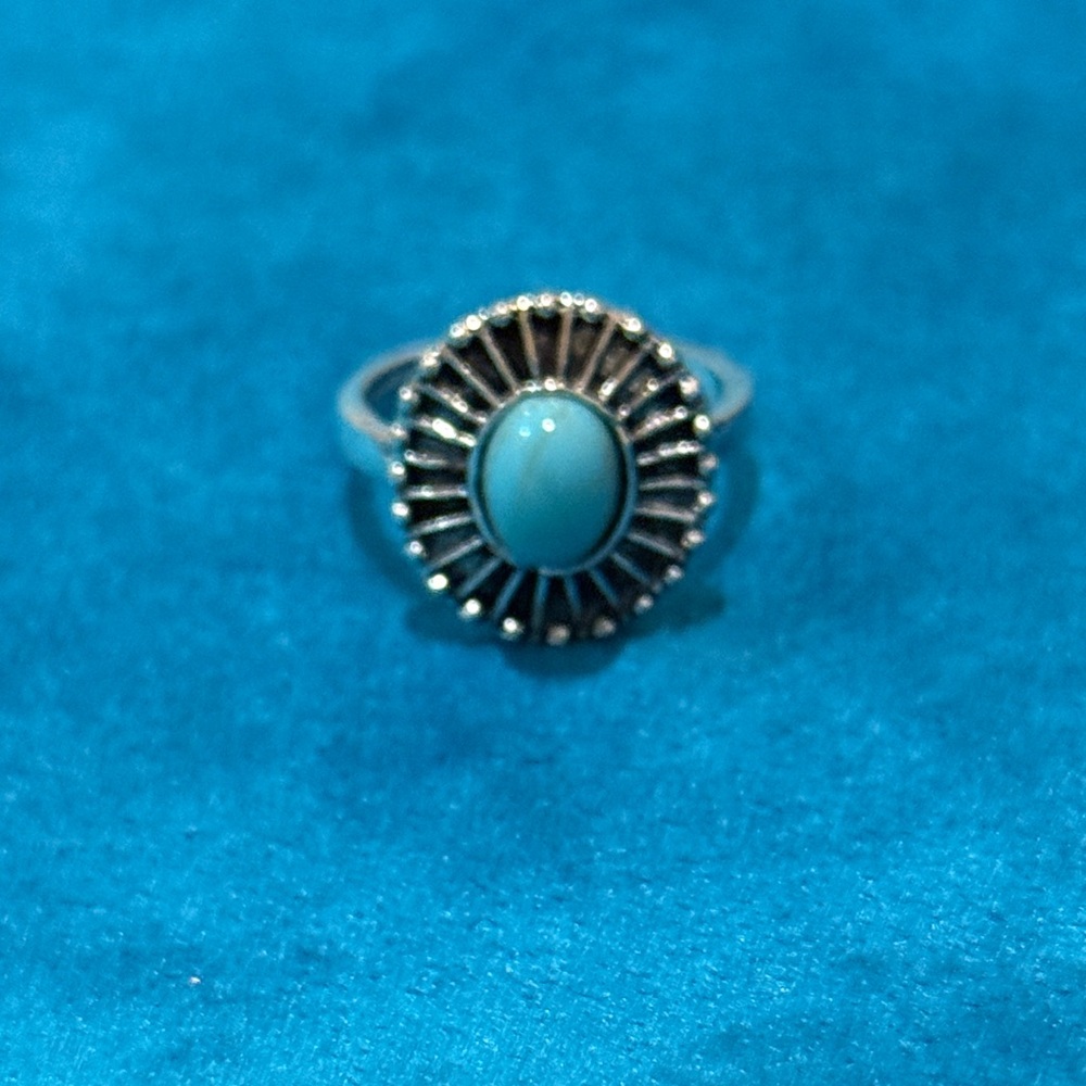 NEW Silver and Turquoise Oval Ring Size 6